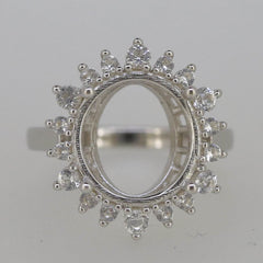 10K Gold Semi Mount Ring Setting OV 14x12mm With Halo Moissanite Accent Syzjewelry