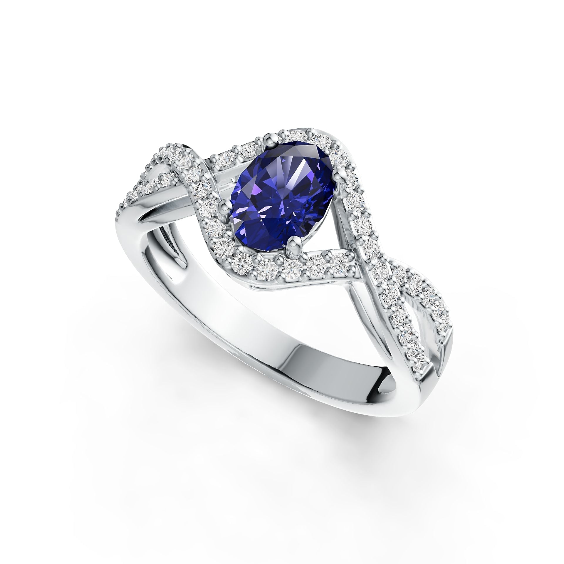 Sterling Silver Semi Mount Ring Setting Oval OV 7X5mm with White Topaz Syzjewelry