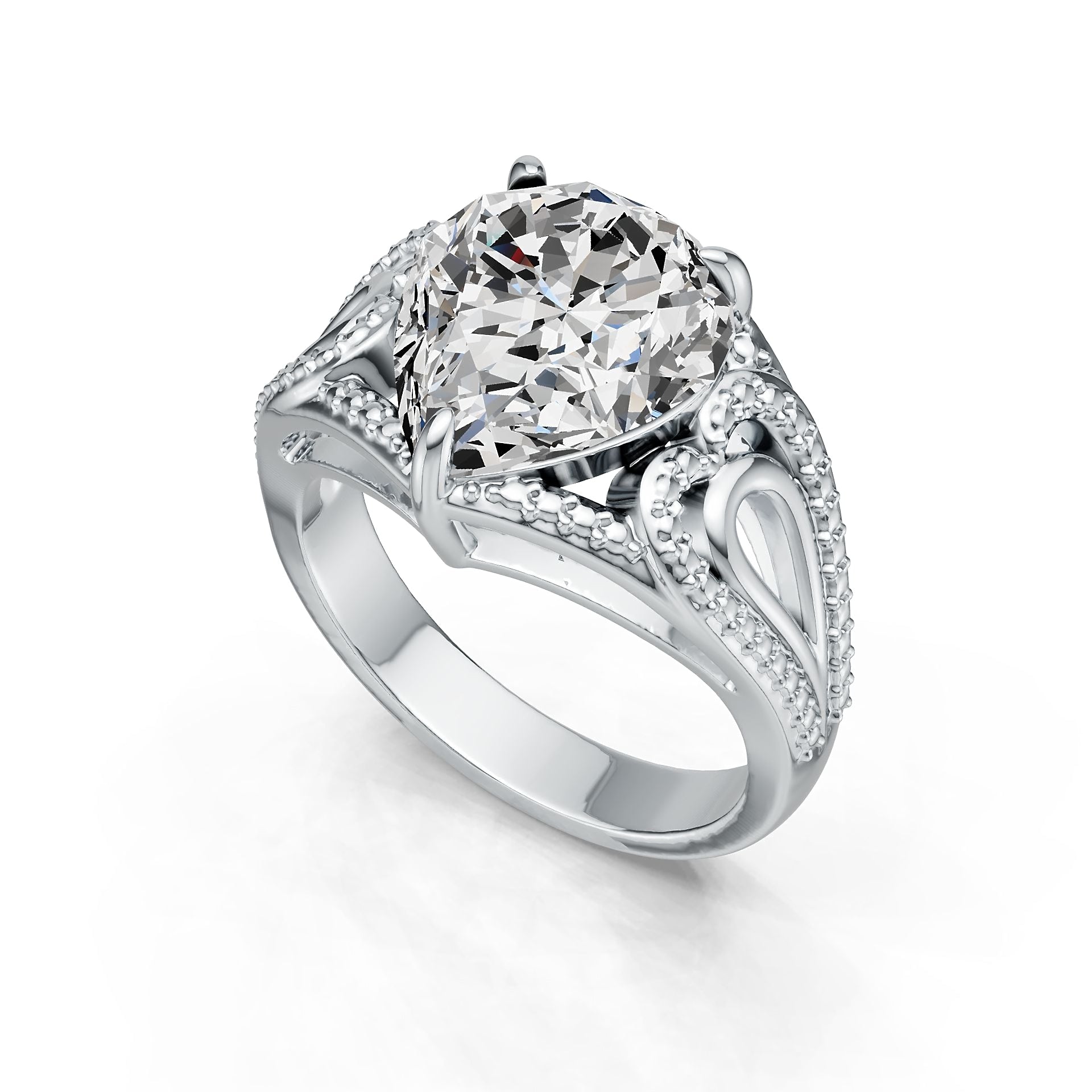 Sterling Silver Semi Mount Ring Setting Pear PE 12X10mm DHJ