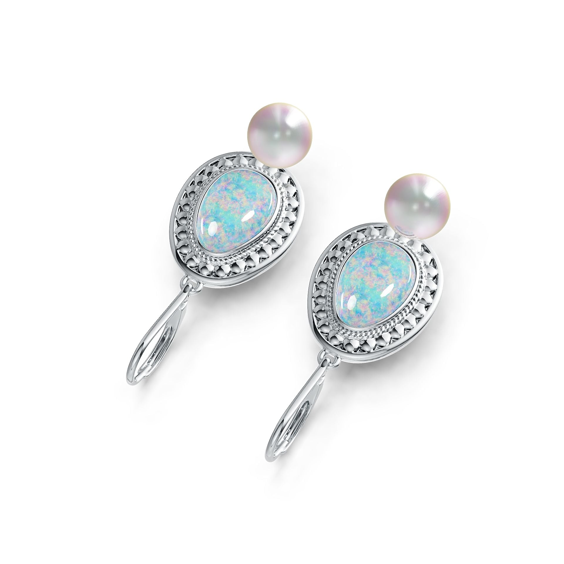 Sterling Silver Semi Mount Earrings Setting Round RD 7.5mm OV Cab 12X8mm DHJ