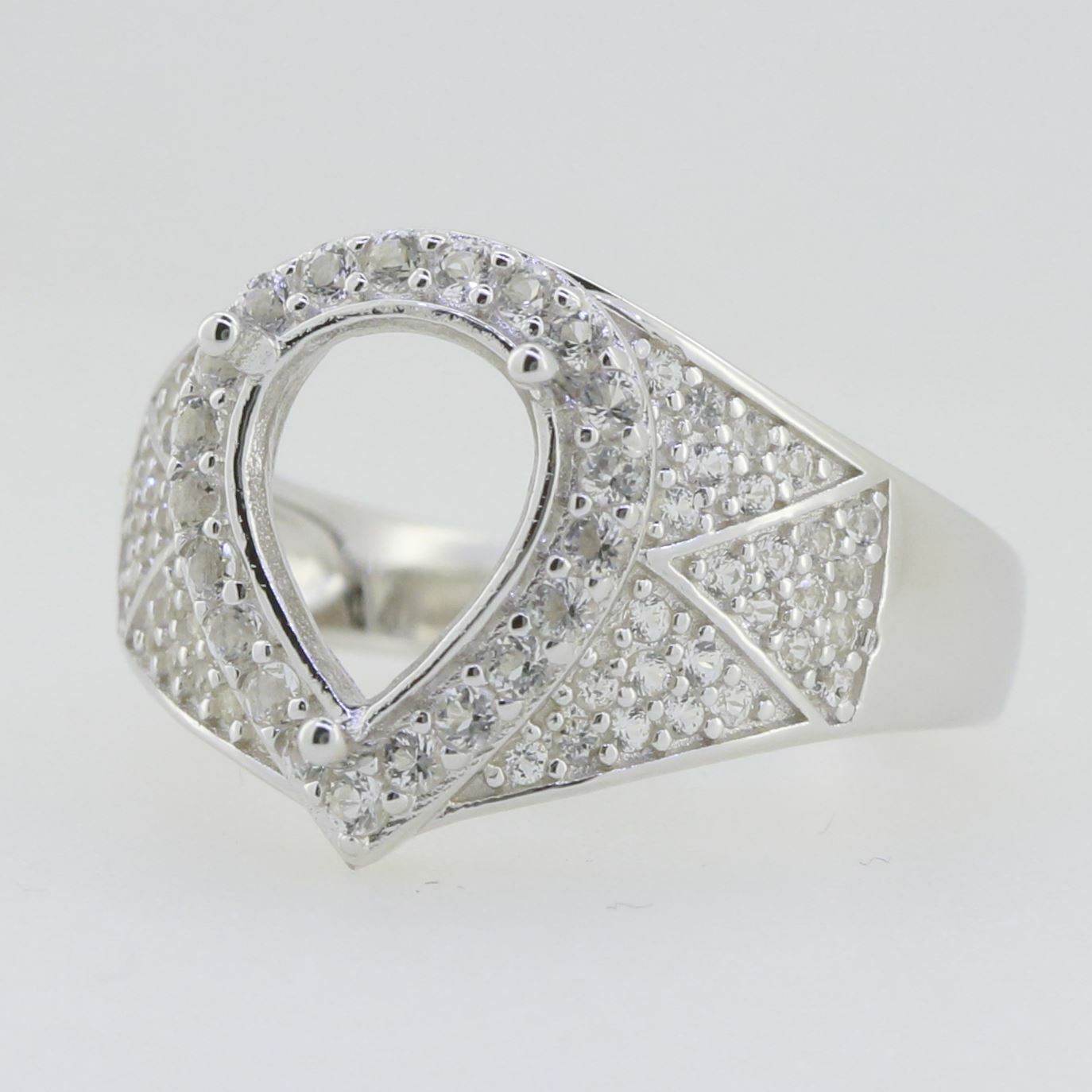 Platinum Semi Mount Ring Setting Pear PE 10X8mm Diamond Accent Syzjewelry