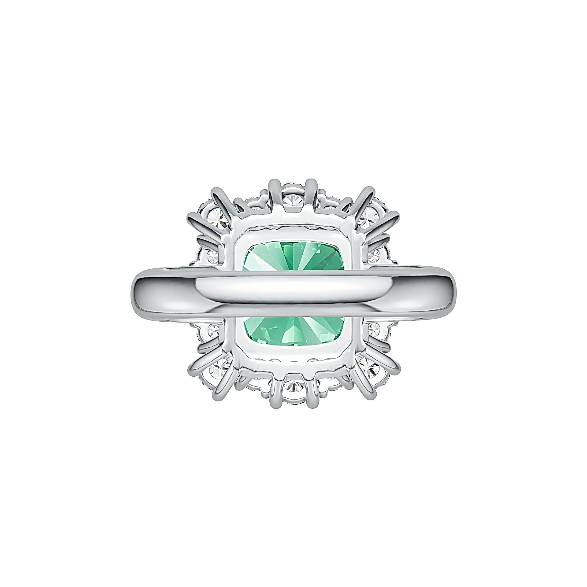 10K Gold Semi Mount Ring Setting Cushion CU 10x10mm Halo Moissanite Accent Syzjewelry