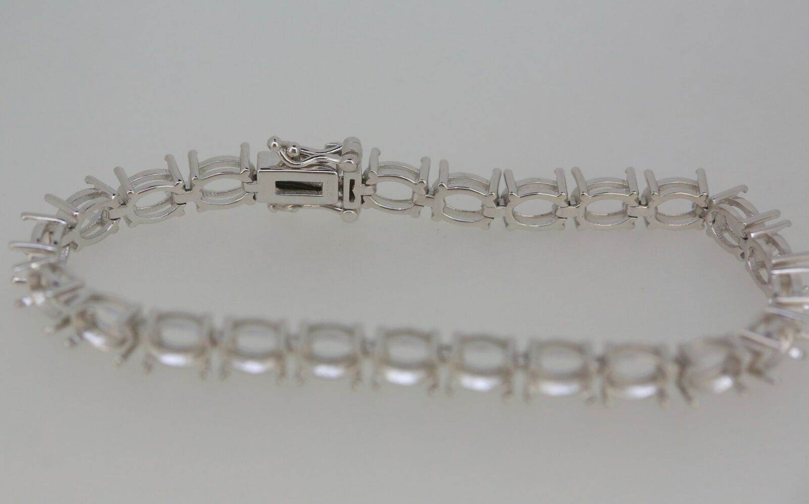 10K Gold Semi Mount Tennis Bracelet Setting OV 6x4mm Cabochon Syzjewelry