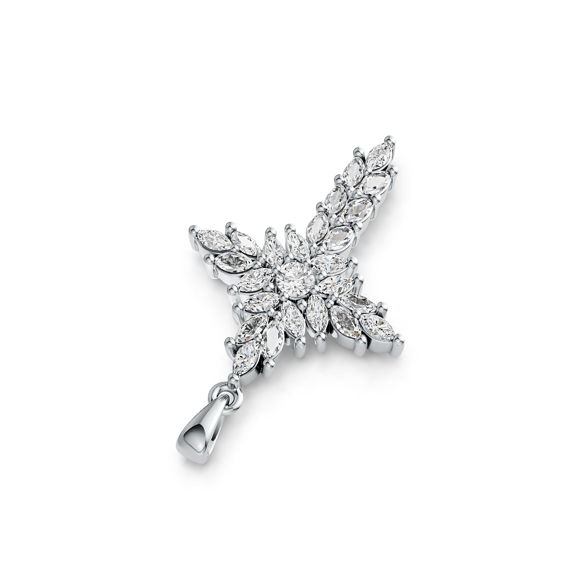 Sterling Silver Semi Mount Pendant Setting Marquise MQ 4X2mm RD 3.5mm DHJ