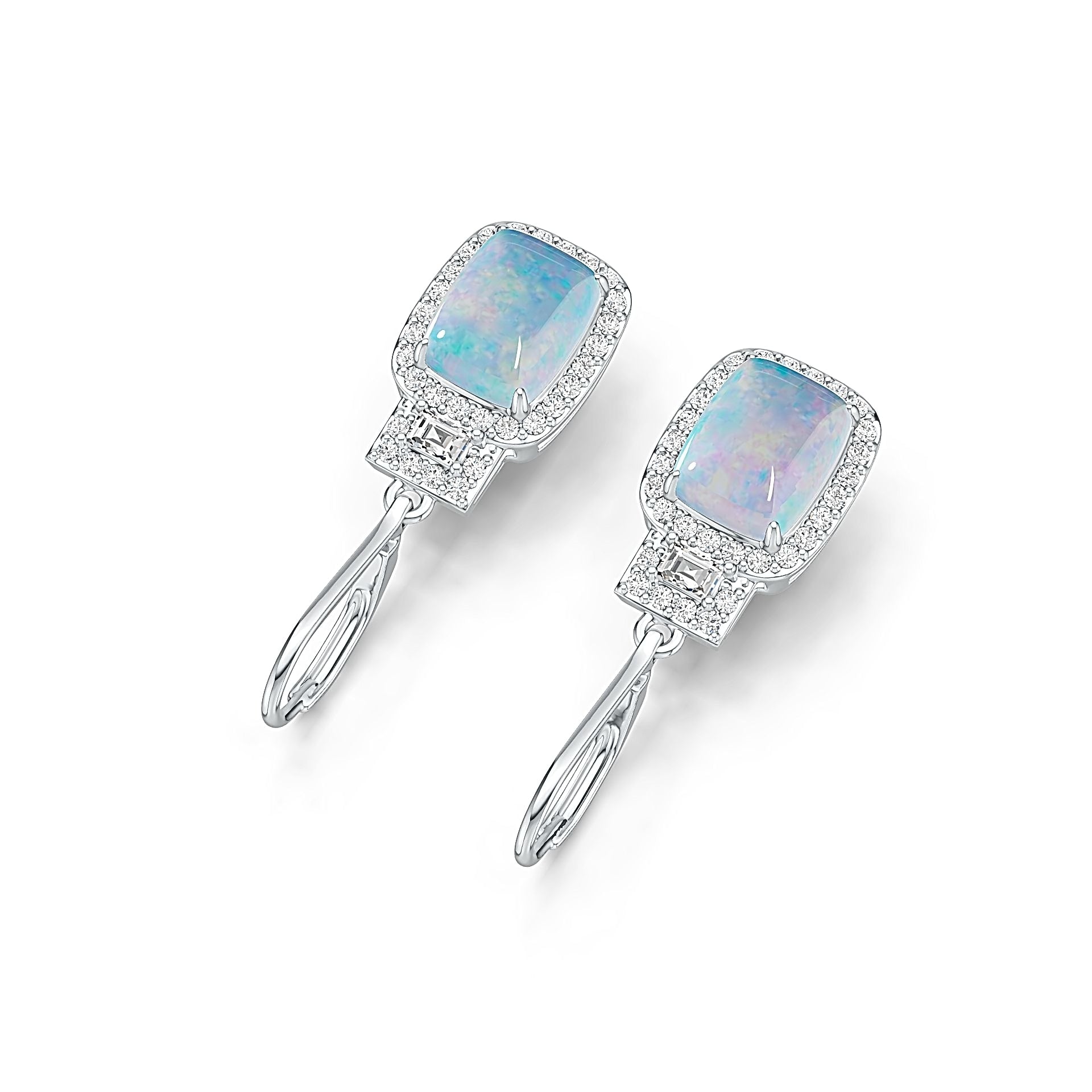 Sterling Silver Semi Mount Earrings Setting Cushion CU 9X7mm Cabochon DHJ