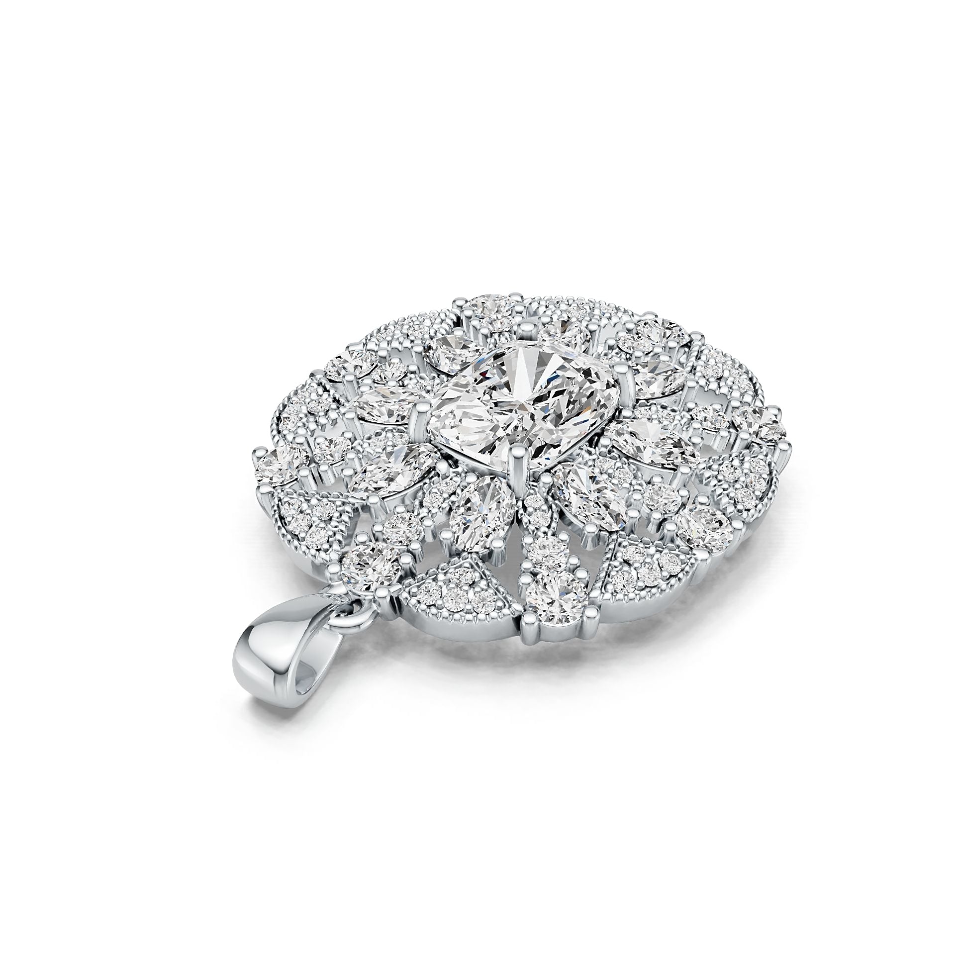 Sterling Silver Semi Mount Pendant Setting Cushion CU 10X8mm DHJ