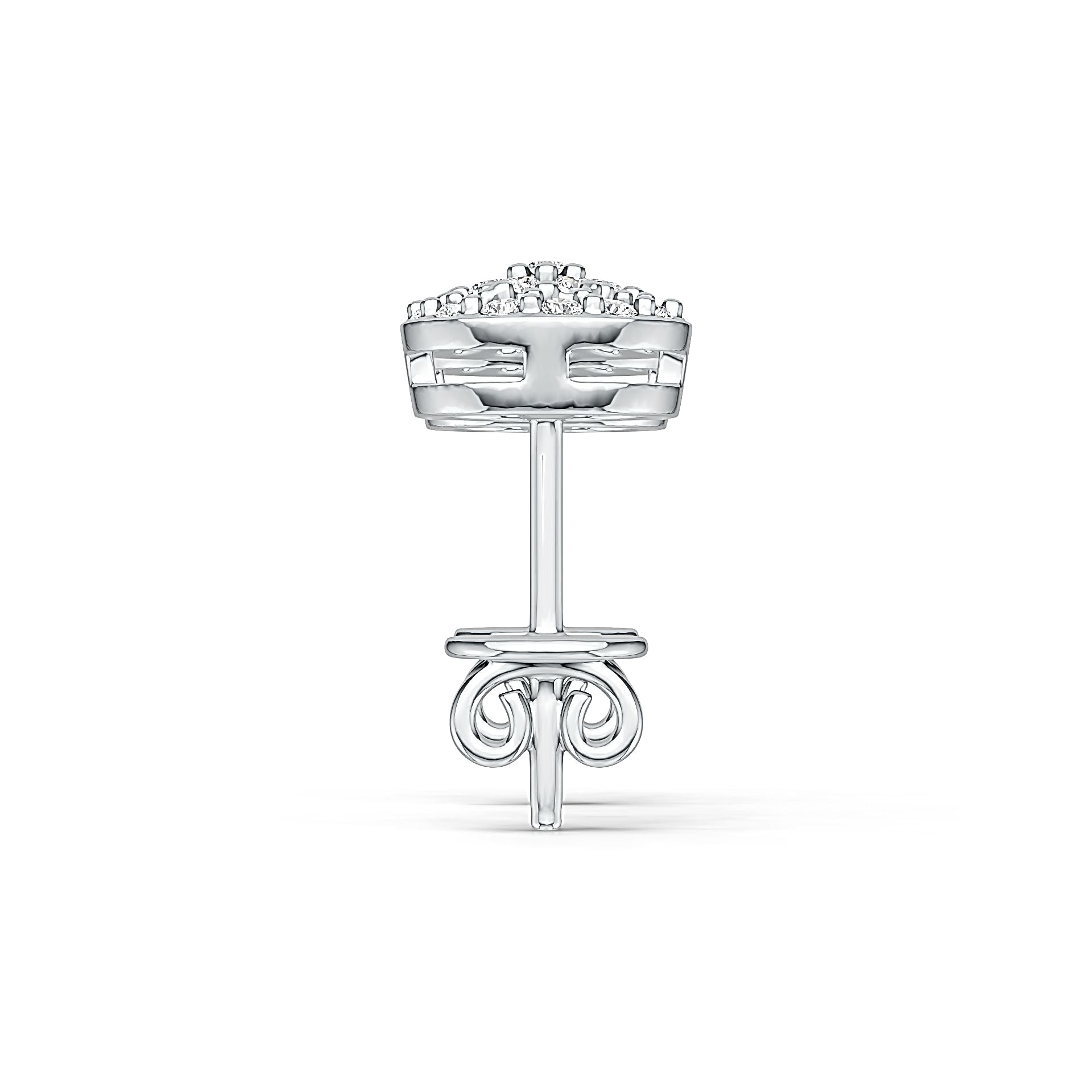Platinum Earrings Round Cluster Earrings Stud Diamond Accent DHJ