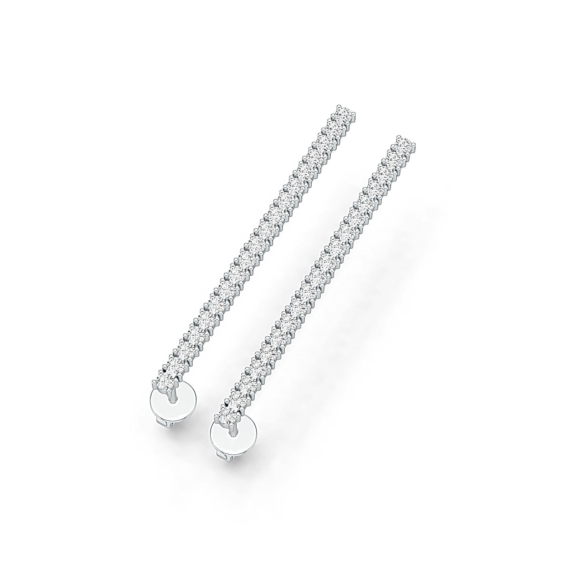 Sterling Silver Earrings Linear Drop Dangle with White Topaz or Moissanite DHJ