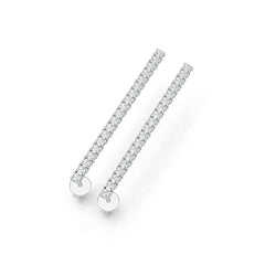 Sterling Silver Earrings Linear Drop Dangle with White Topaz or Moissanite DHJ
