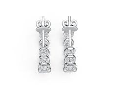 18K Gold Bezel Hoop Earrings with White Topaz or Moissanite Diamond Accent DHJ