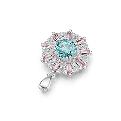 14K Gold Semi Mount Pendant Setting Round RD 7x7mm with White Topaz Diamond Accent DHJ