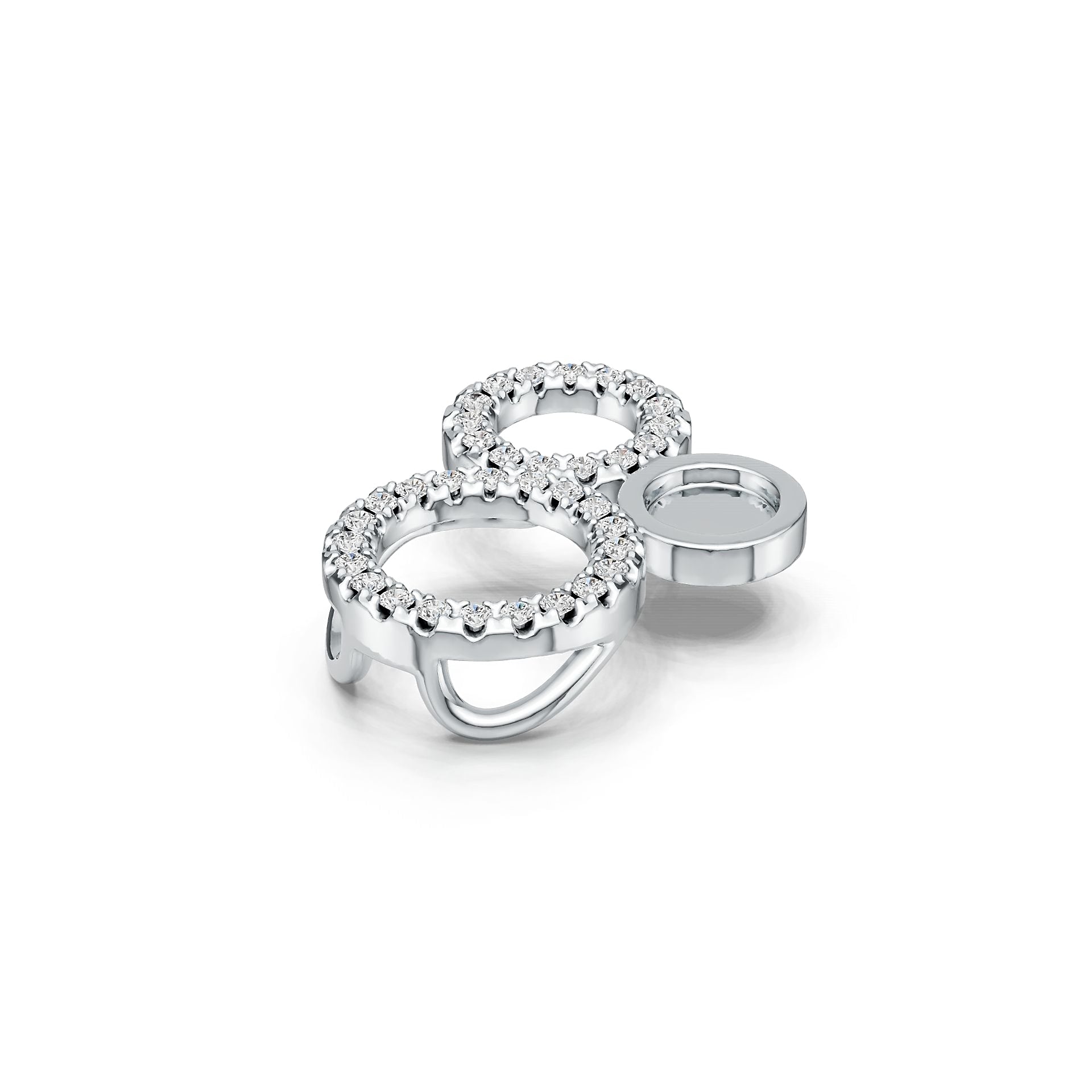 Sterling Silver Pendant Cluster Round-Shaped with White Topaz or Moissanite DHJ