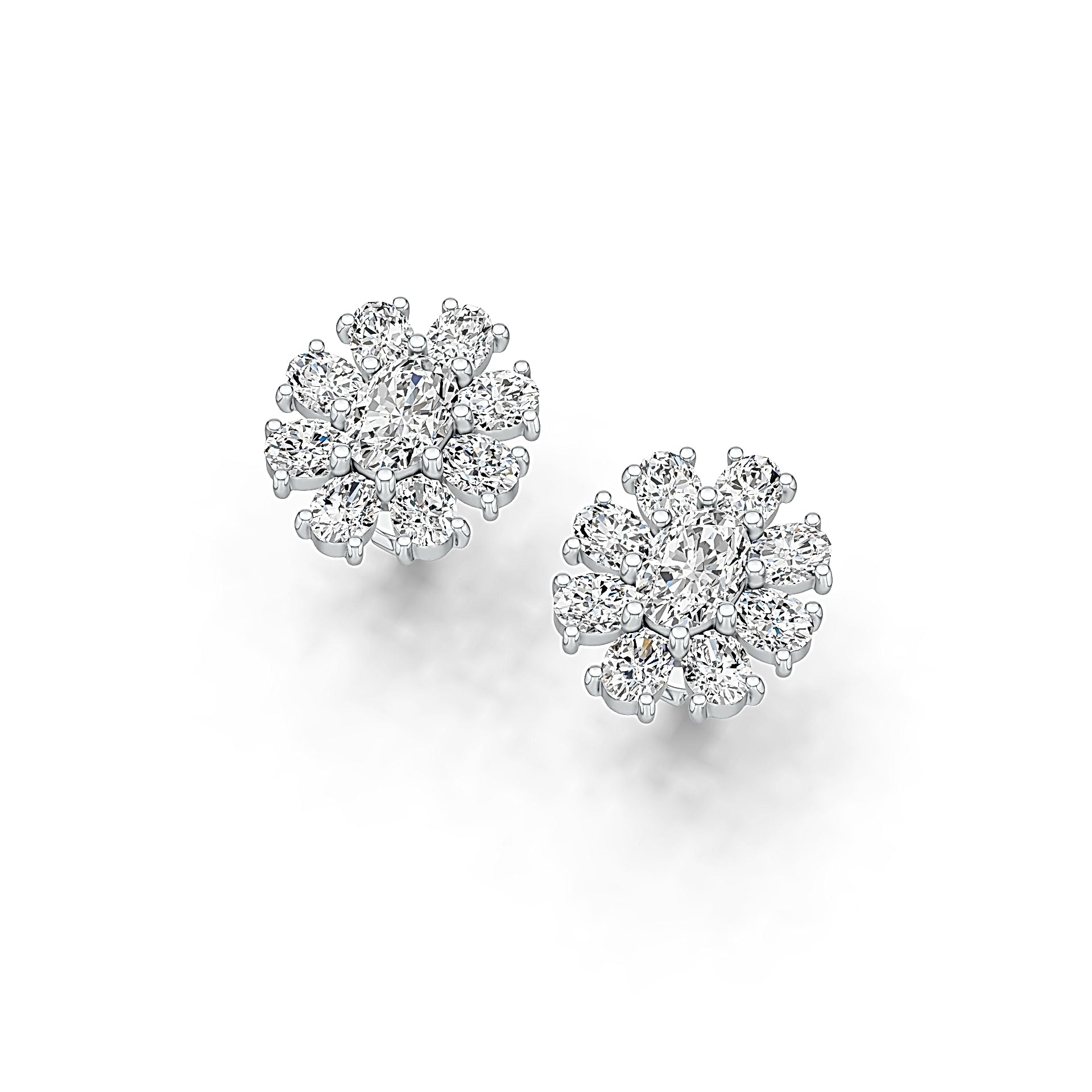 Sterling Silver Semi Mount Earrings Setting Oval OV 7X5mm with White Topaz DHJ