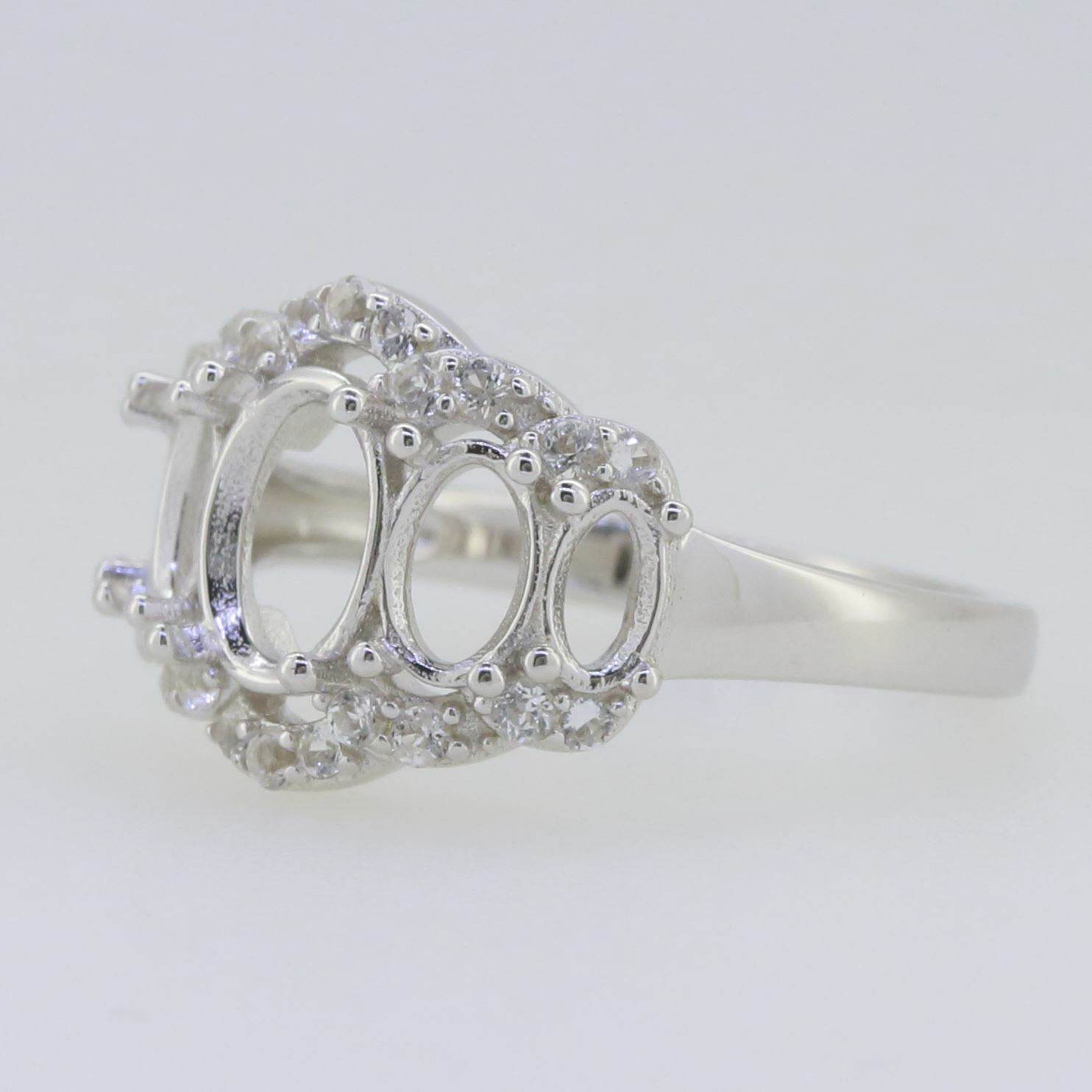 10K Gold Semi Mount Ring Setting Oval OV 8X6mm 6x4mm 5x3m Whi Moissanite Accent Syzjewelry