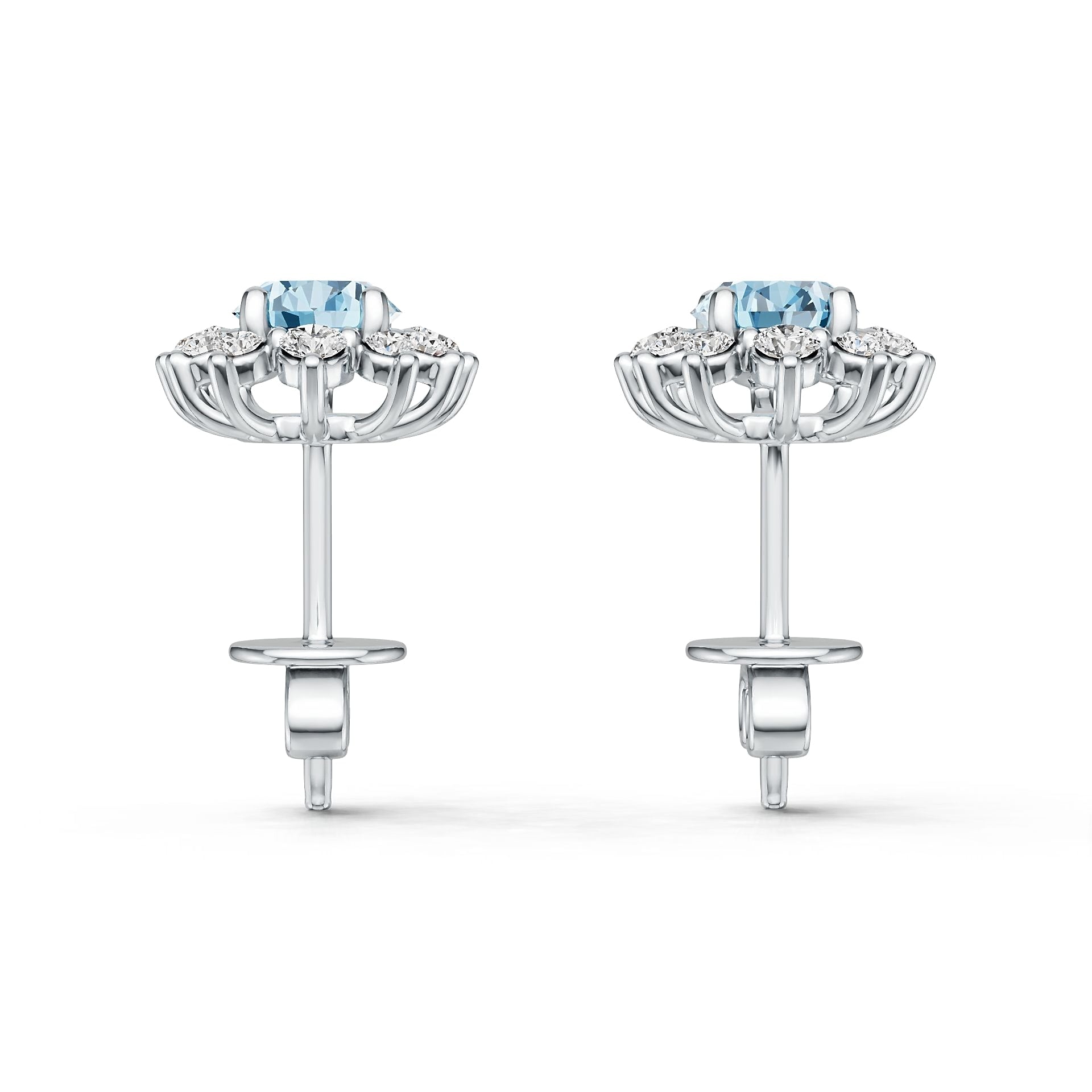 18K Gold Semi Mount Earrings Setting Oval Ov 7x5mm Diamond Accent Syz Jewelry