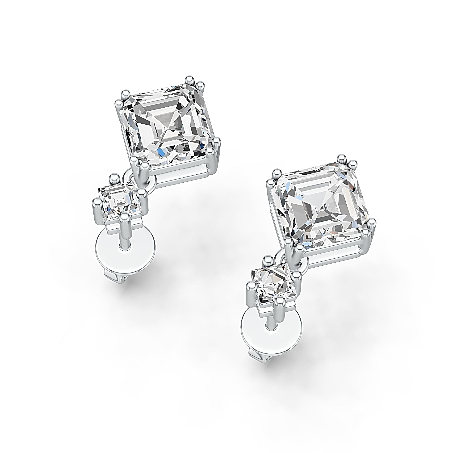 Sterling Silver Semi Mount Earrings Setting Emerald OCT 7X7mm DHJ