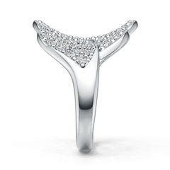 Platinum Ring Leaf Theme with or Moissanite Diamond Accent DHJ