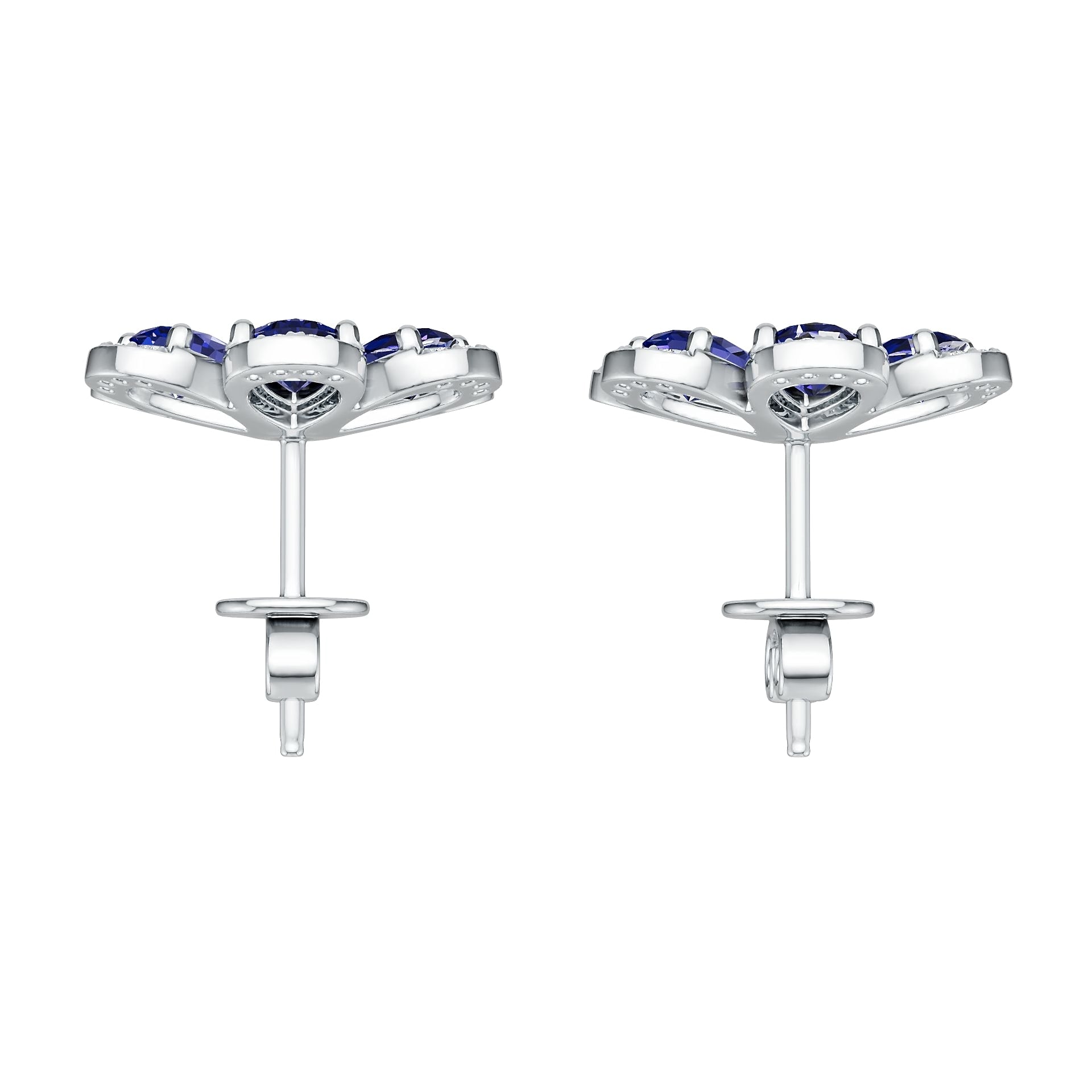 Platinum Semi Mount Earrings Setting Round Ro 6x4mm Syz Jewelry