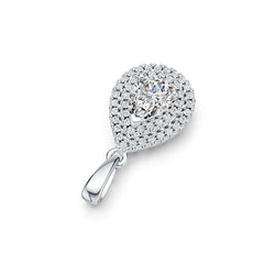 Platinum Semi Mount Pendant Setting PE 7x5mm Halo w/ Diamond Accent Syzjewelry
