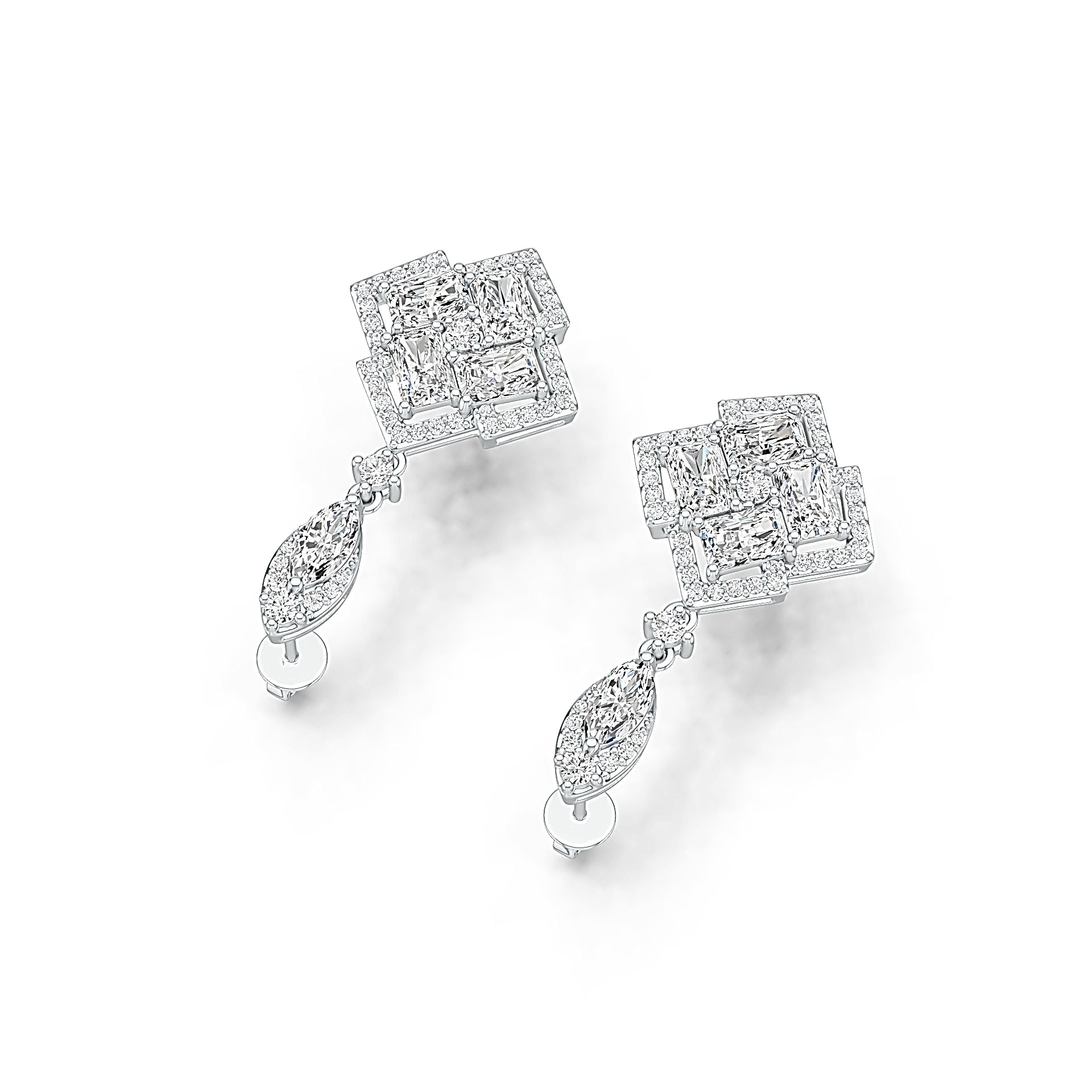 Sterling Silver Semi Mount Earrings Setting Emerald OCT 6X4mm MQ 8X4mm Syzjewelry