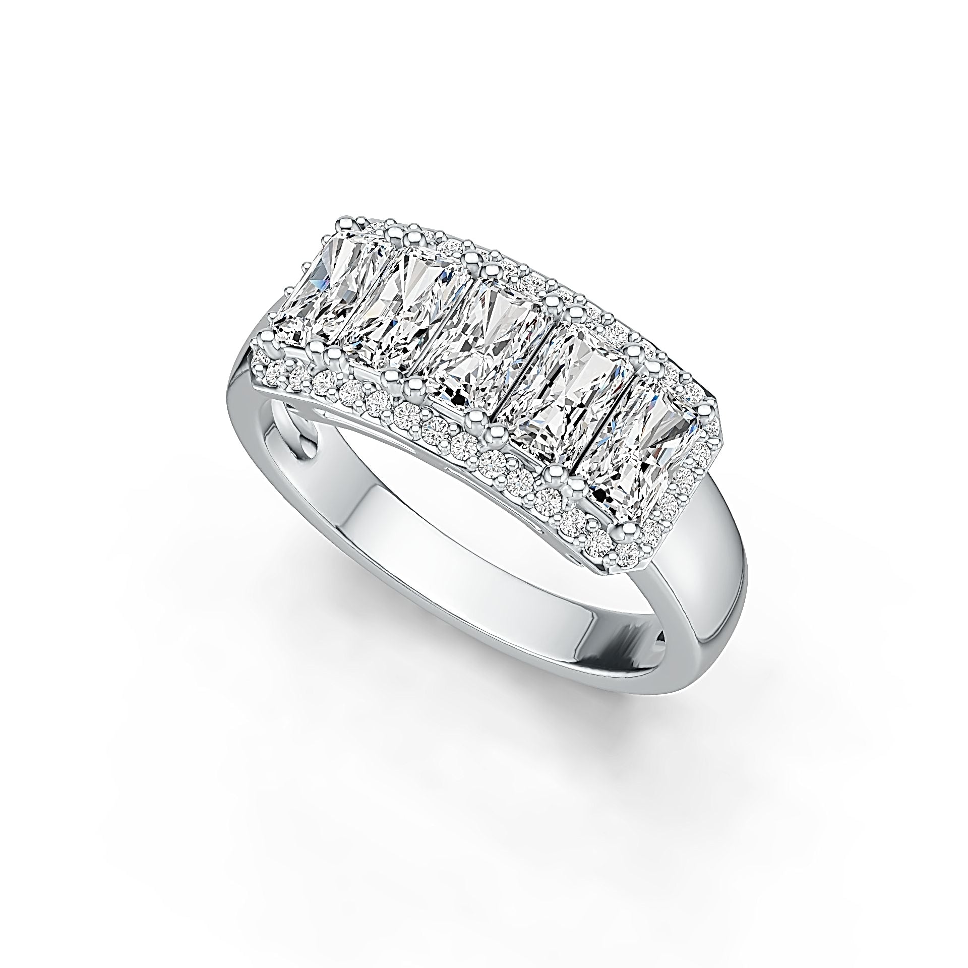 Sterling Silver Semi Mount Ring Setting Emerald OCT 5X3mm with White Topaz Syzjewelry