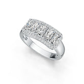 Sterling Silver Semi Mount Ring Setting Emerald OCT 5X3mm with White Topaz Syzjewelry