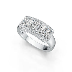 Sterling Silver Semi Mount Ring Setting Emerald OCT 5X3mm with White Topaz Syzjewelry