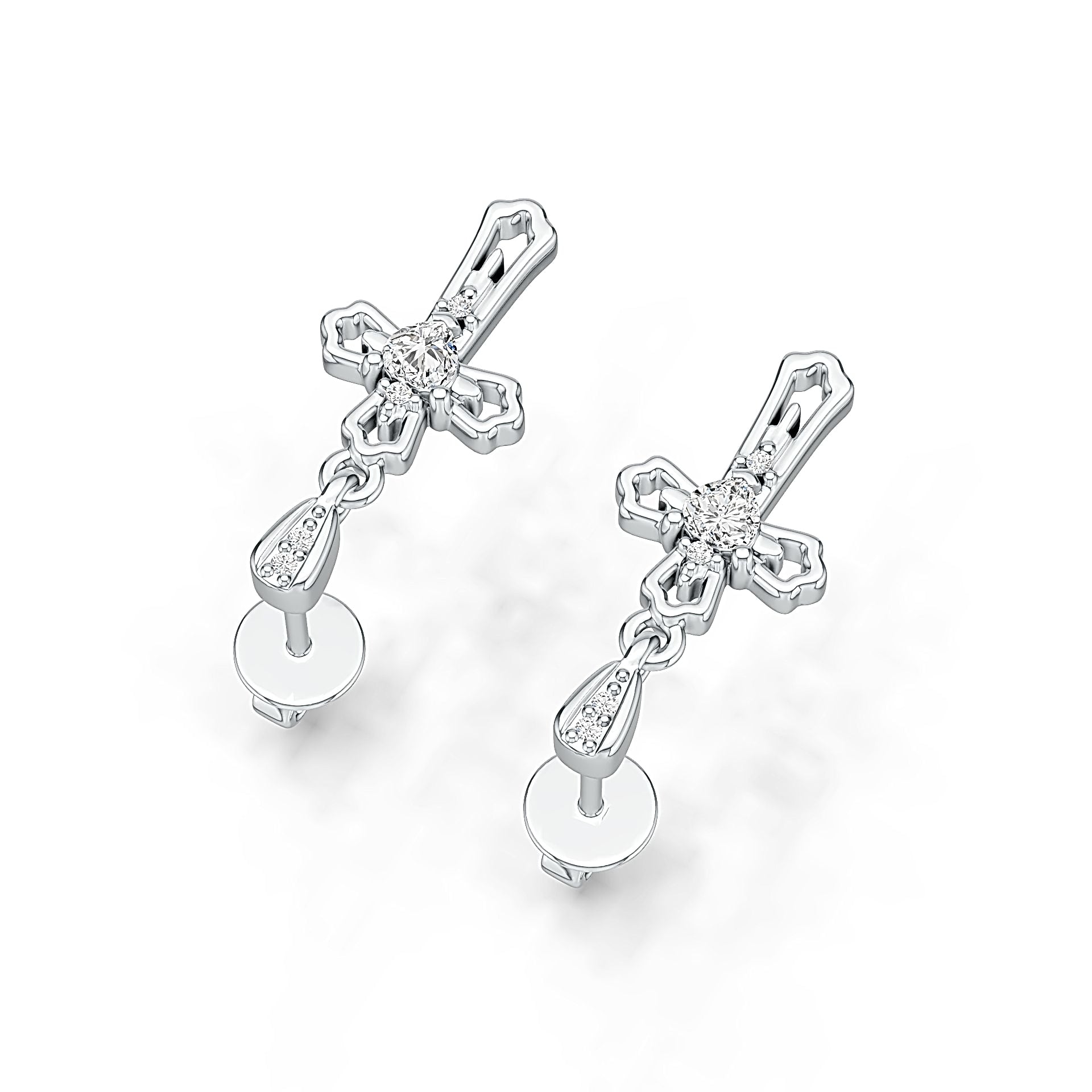 Sterling Silver Semi Mount Earrings Setting Heart HT 3x3mm Cross Theme Syzjewelry
