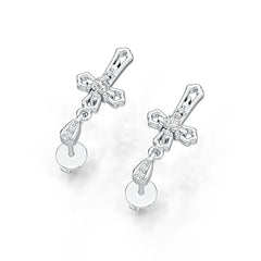 Sterling Silver Semi Mount Earrings Setting Heart HT 3x3mm Cross Theme Syzjewelry