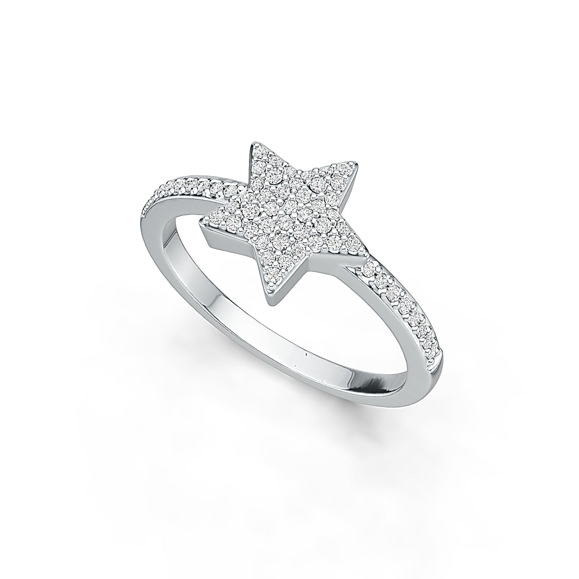 Sterling Silver Ring Star Theme with White Topaz or Moissanite DHJ