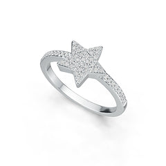 Sterling Silver Ring Star Theme with White Topaz or Moissanite DHJ