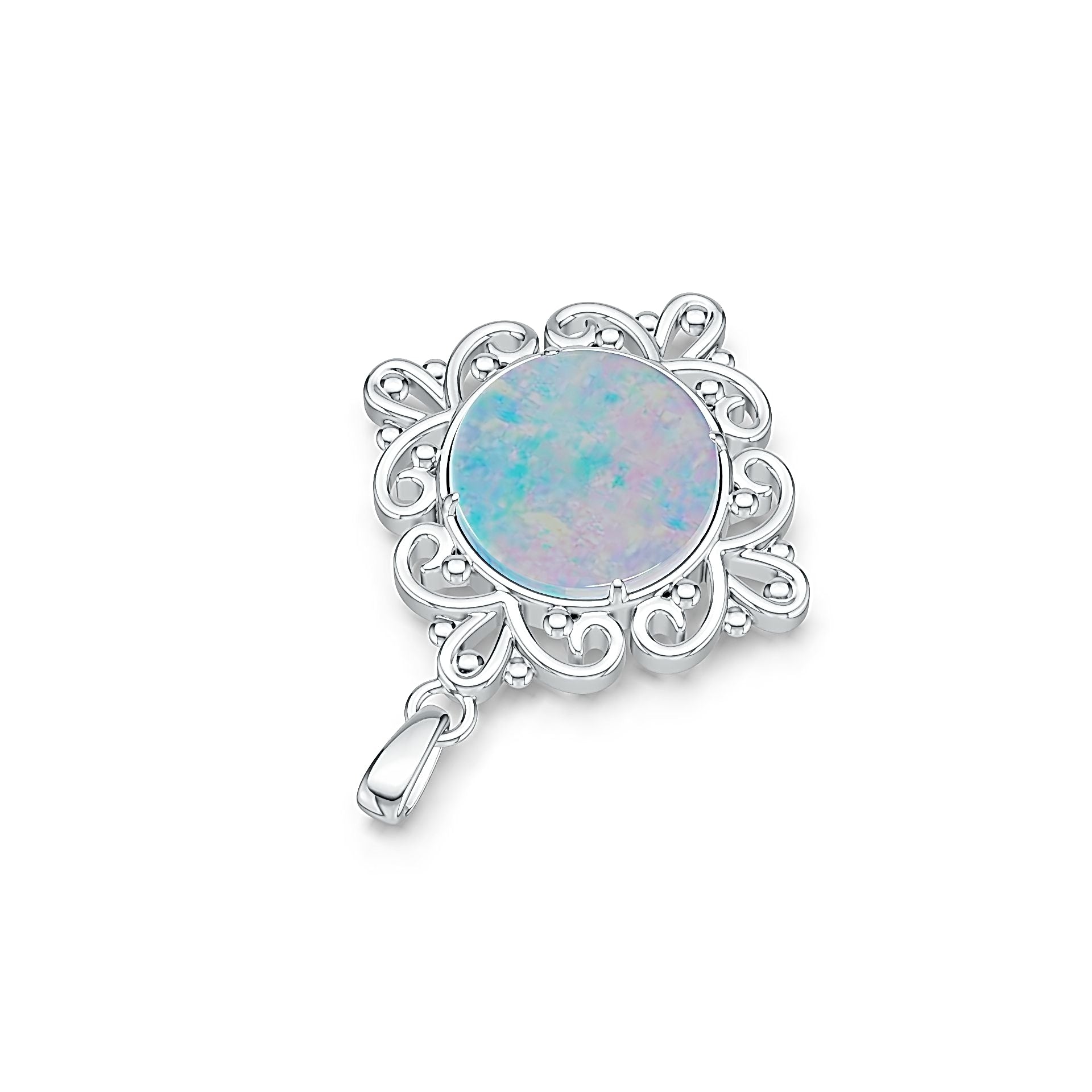Sterling Silver Semi Mount Pendant Setting Round RD 15x15mm DHJ