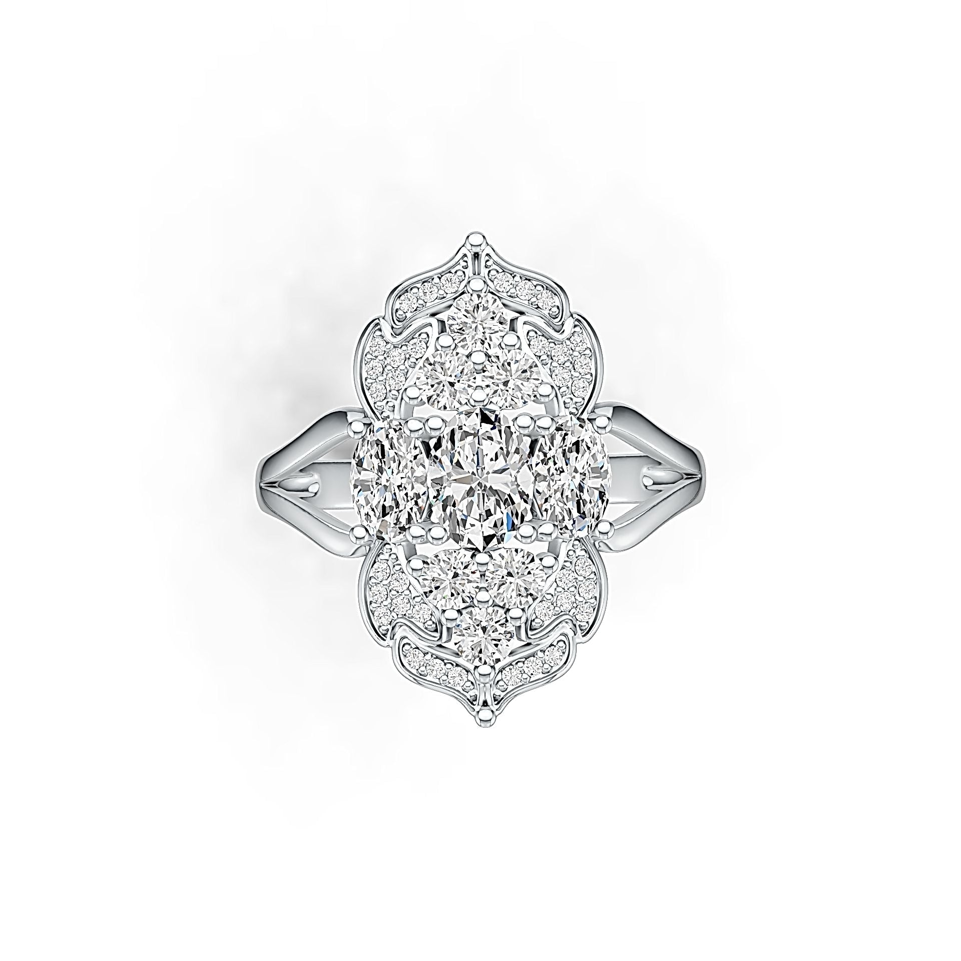 14K Gold Semi Mount Ring Setting Oval OV 7X5mm Diamond Accent DHJ