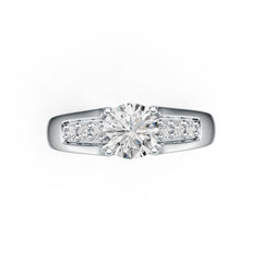 10K Gold Semi Mount Ring Setting Round RD 7x7mm Moissanite Accent DHJ