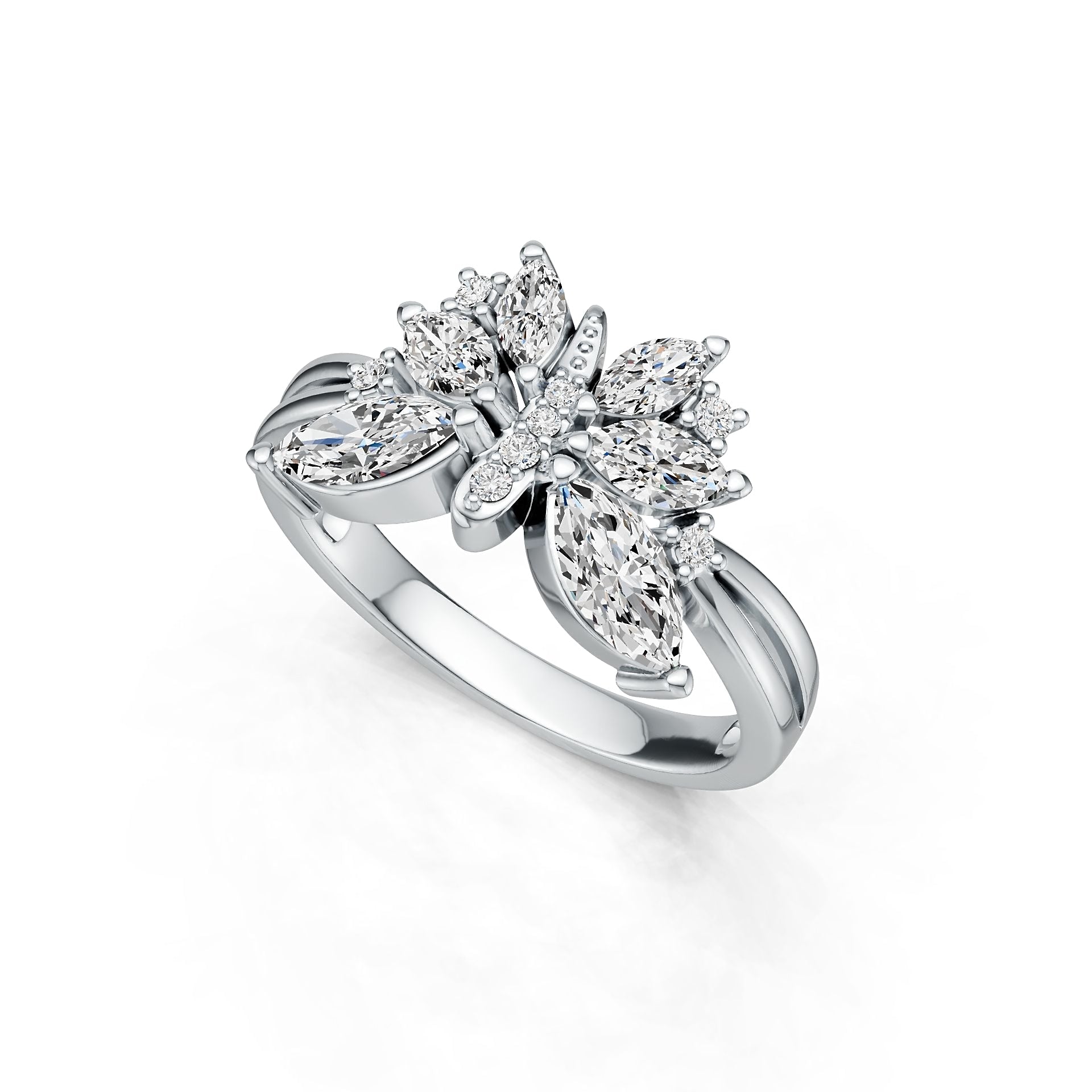 Sterling Silver Semi Mount Ring Setting Marquise MQ 8X4mm 6X3mm 5X2.5mm DHJ