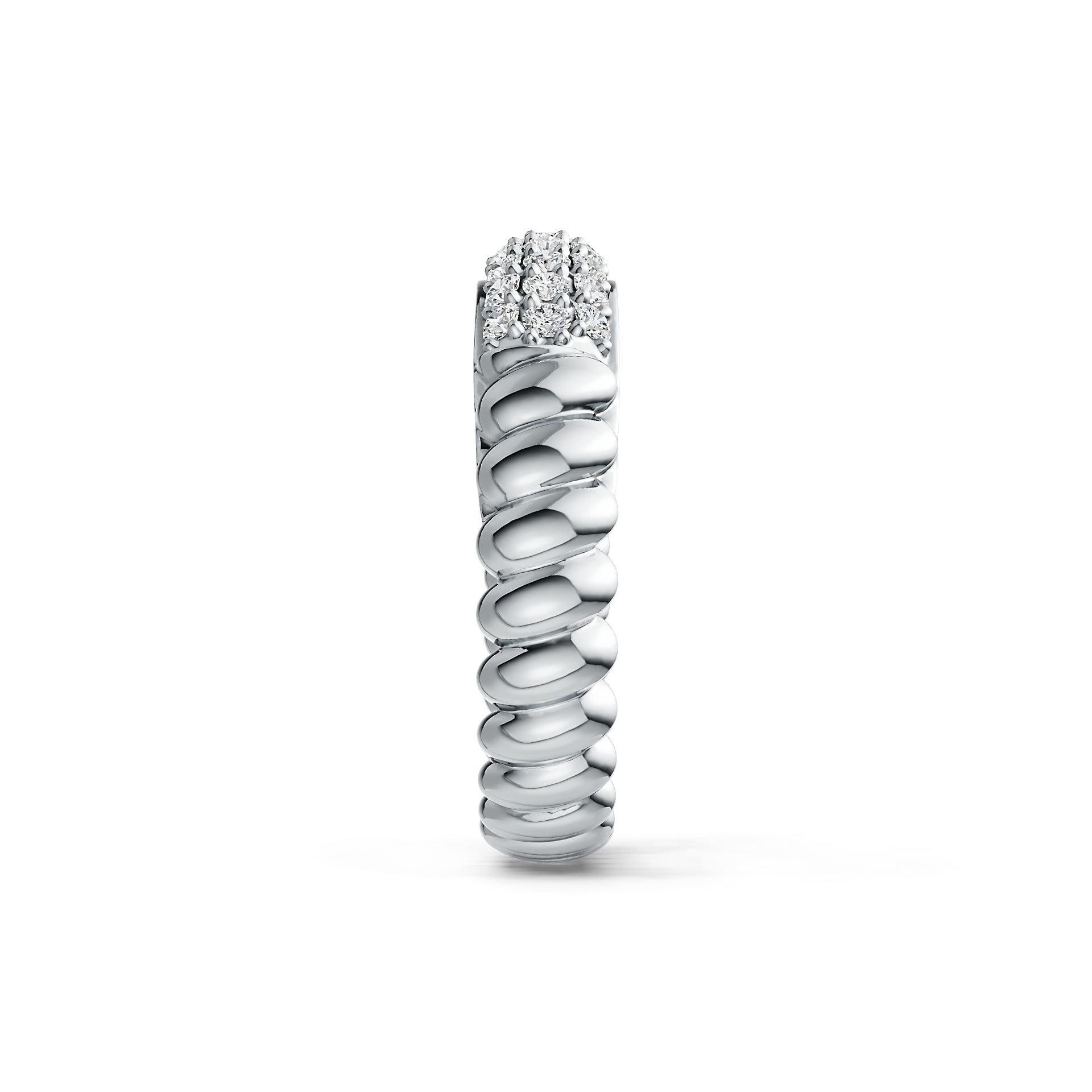 Platinum Half Enternity Band Ring with Rope Band with White Topaz or Moissanite Diamond Accent DHJ