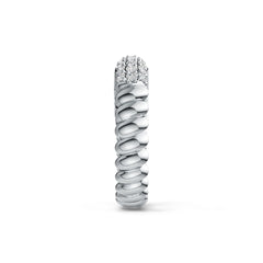 Platinum Half Enternity Band Ring with Rope Band with White Topaz or Moissanite Diamond Accent DHJ