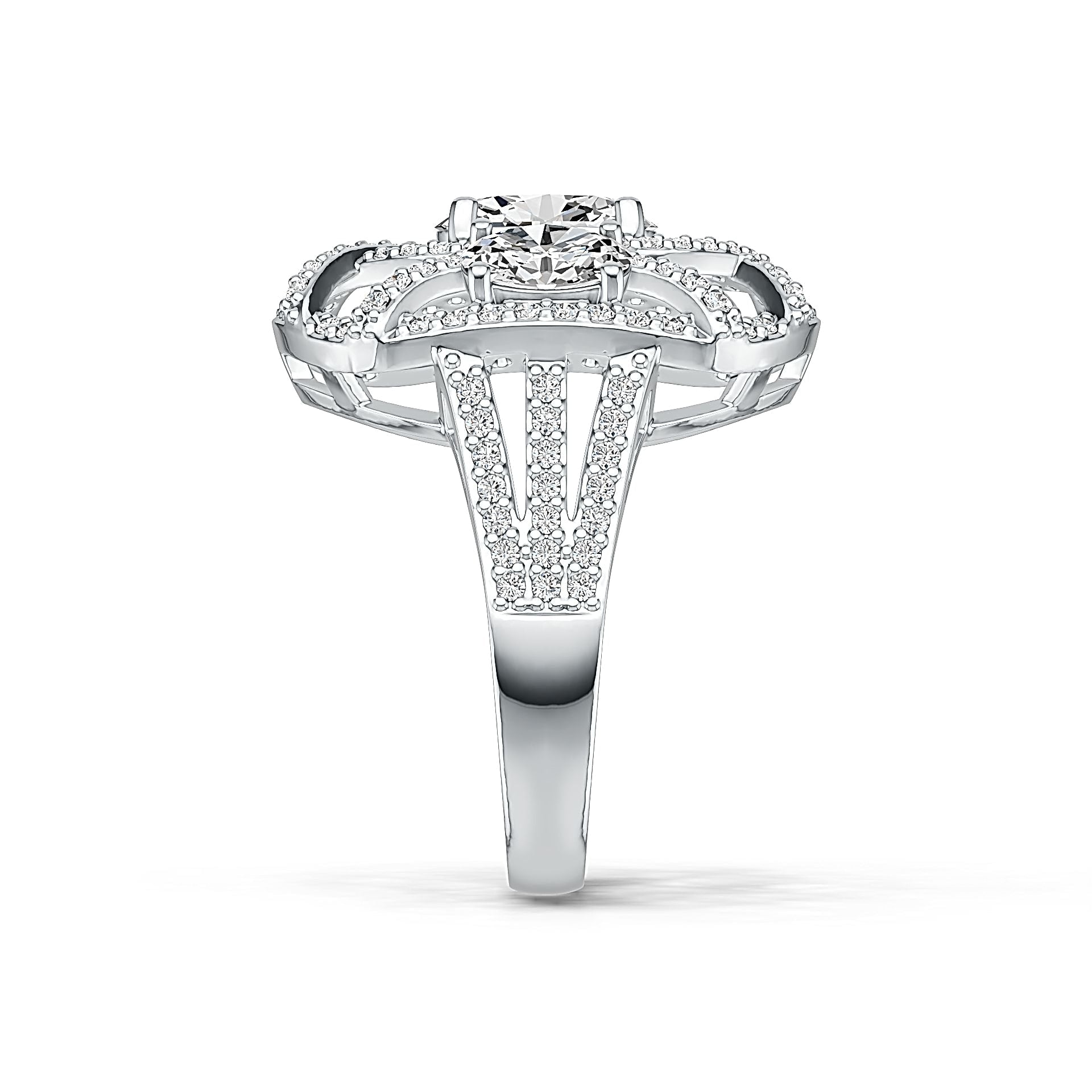 Platinum Semi Mount Ring Setting Oval OV 8X6mm OV 6X4mm Diamond Accent DHJ