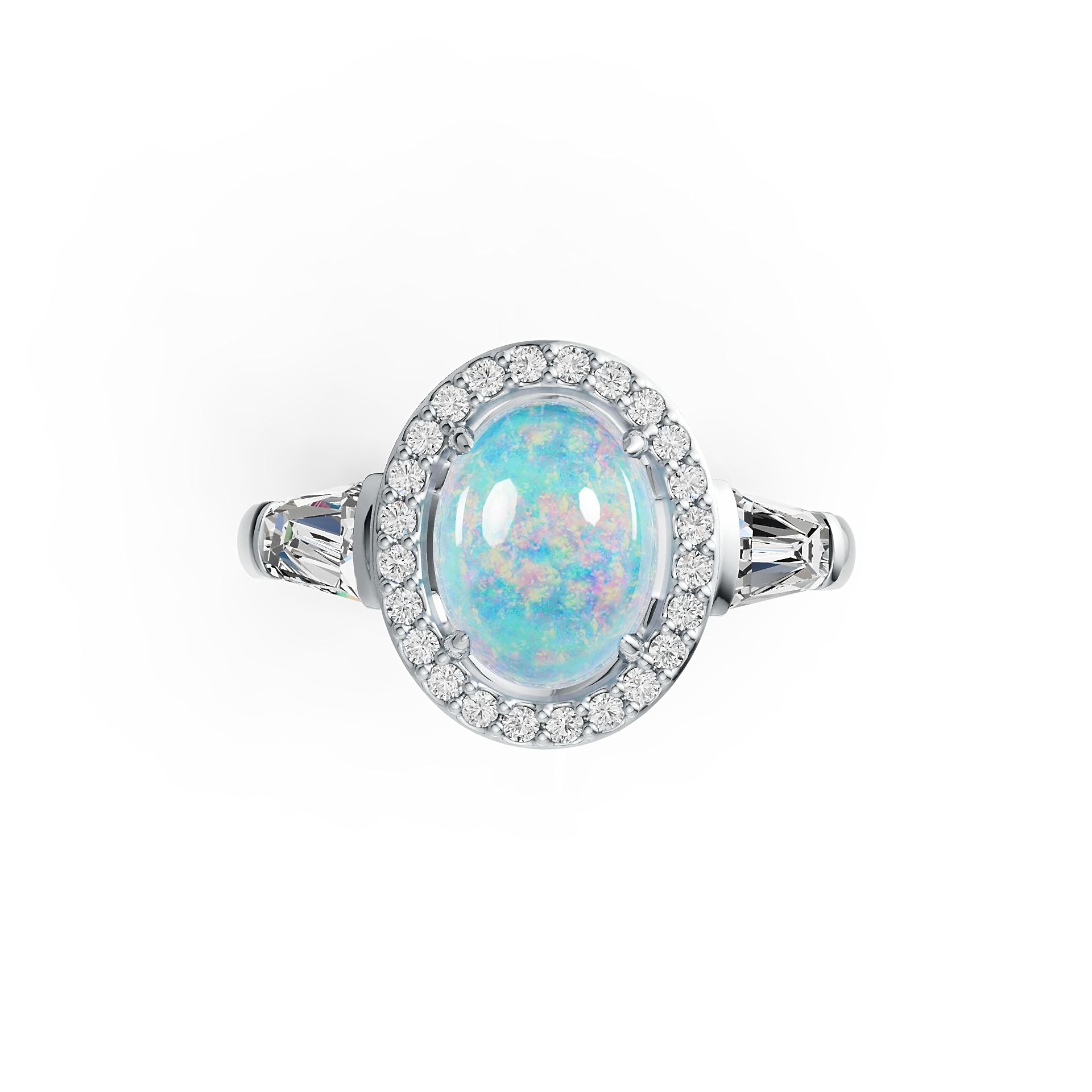 18K Gold Semi Mount Ring Setting Oval OV 9X7mm BG 5X4mm Cabochon Diamond Accent DHJ