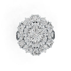 14K Gold Ring with or Moissanite Cluster Cocktail Flower Theme Diamond Accent DHJ