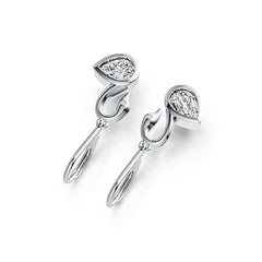 Sterling Silver Semi Mount Earrings Setting Pear PE 7X5mm Swan Theme - Syzjewelry