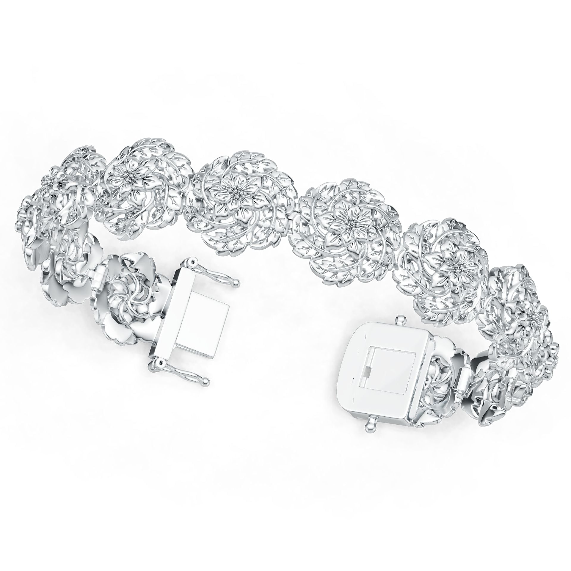 Platinum Semi Mount Bracelet Setting Round Ro 6x6mm Syz Jewelry