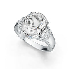 Sterling Silver Semi Mount Ring Setting Oval OV 13x11mm Cabochon White Topaz Syzjewelry