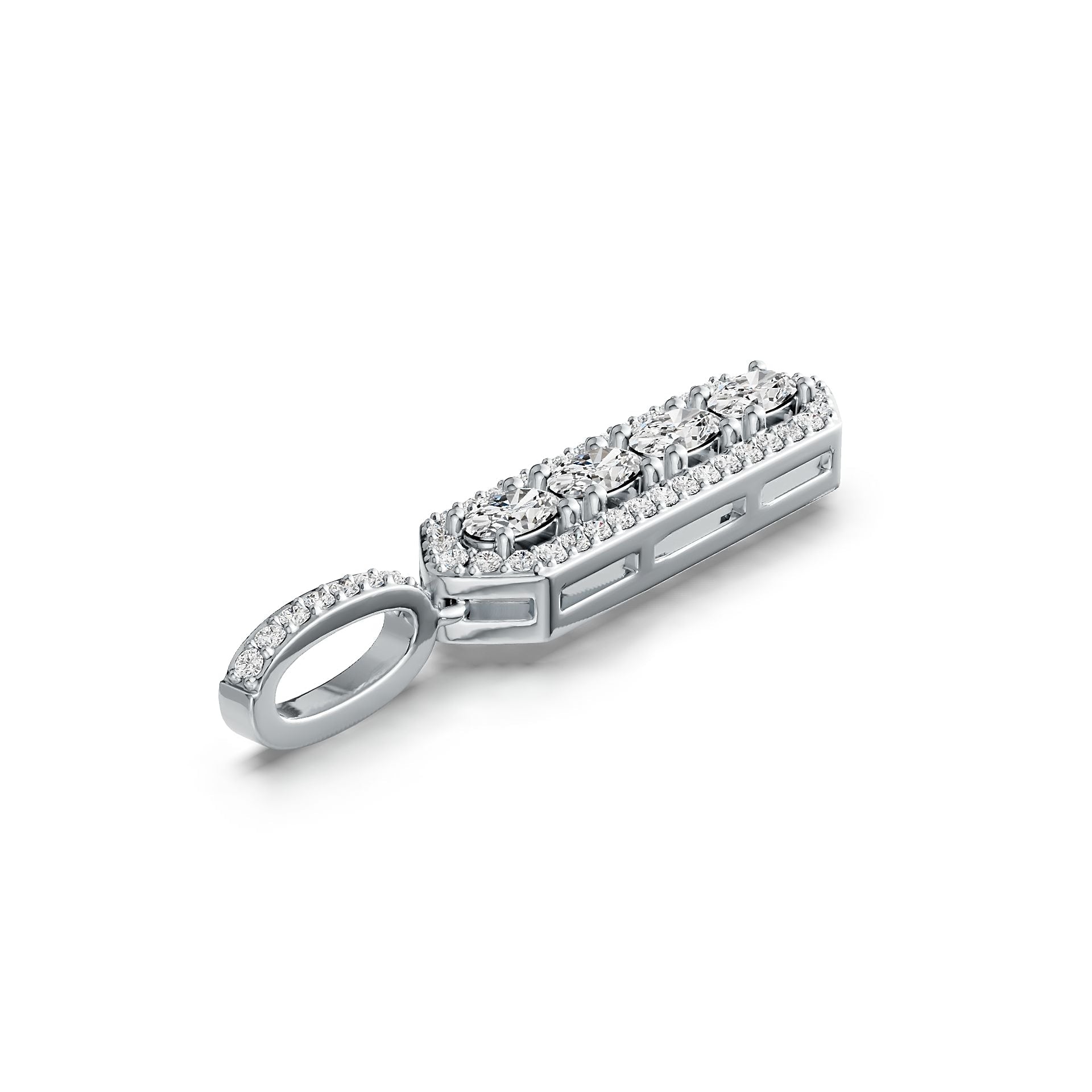 Platinum Semi Mount Pendant Setting Oval OV 5X3mm Diamond Accent DHJ