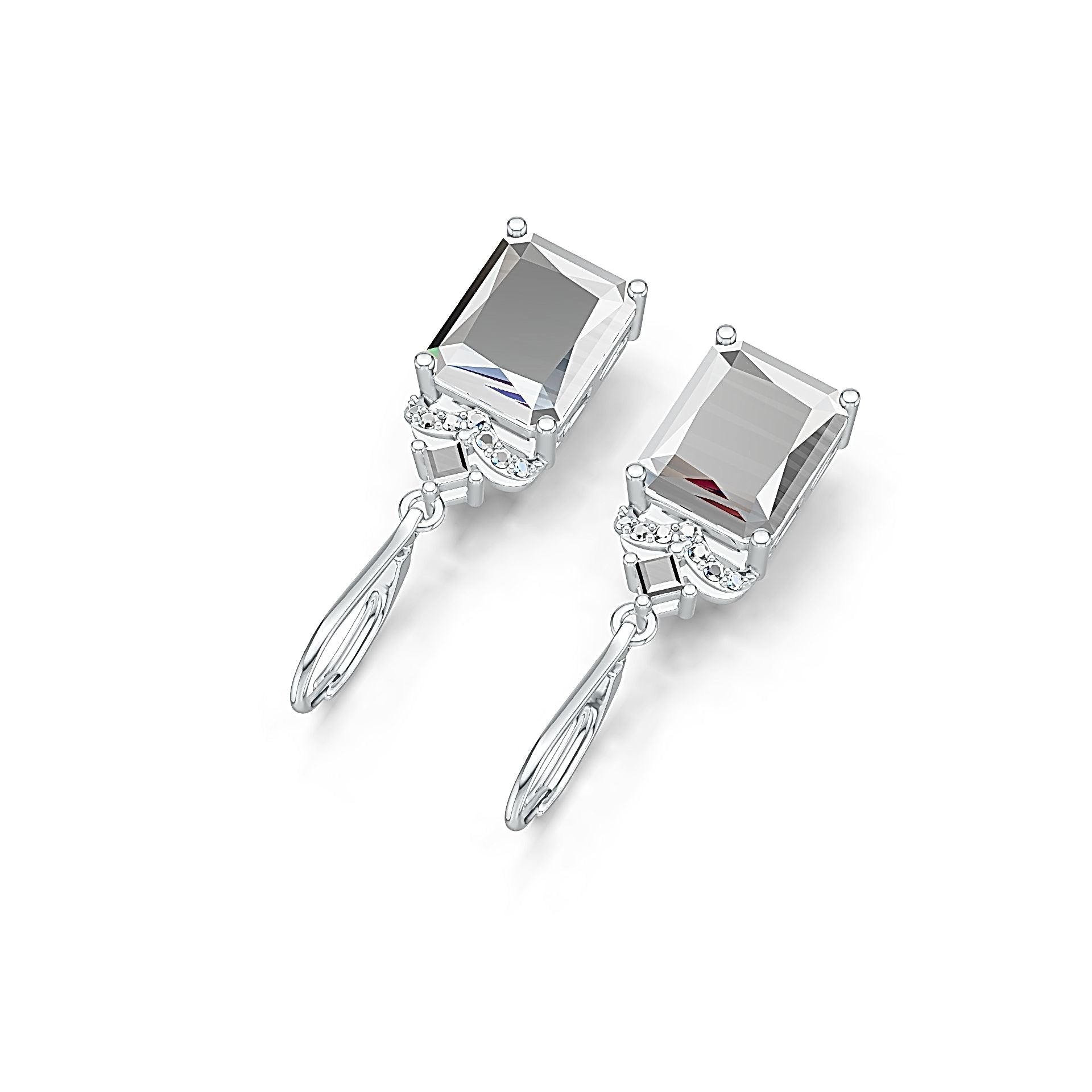 Sterling Silver Semi Mount Earrings Setting Emerald OCT 11X9mm DHJ