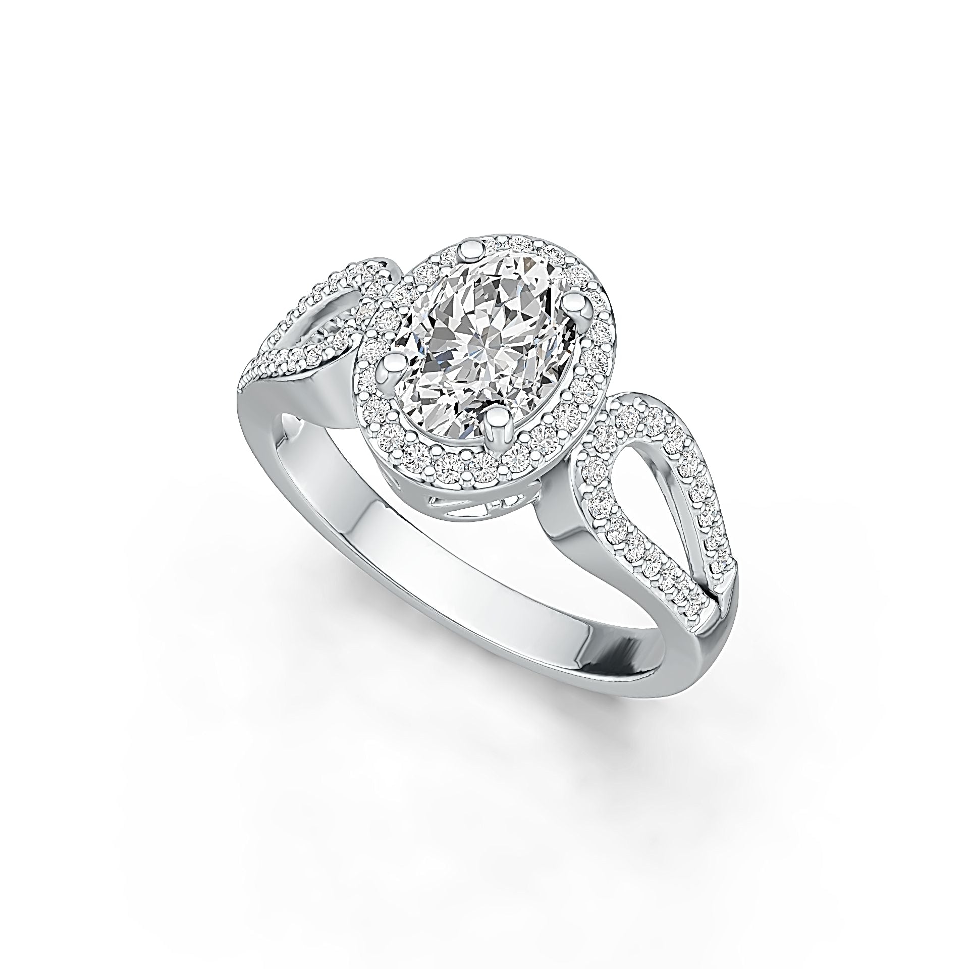 Sterling Silver Semi Mount Ring Setting Oval OV 8X6mm Halo Split Shank DHJ