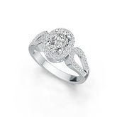 Sterling Silver Semi Mount Ring Setting Oval OV 8X6mm Halo Split Shank DHJ