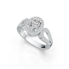 Sterling Silver Semi Mount Ring Setting Oval OV 8X6mm Halo Split Shank DHJ