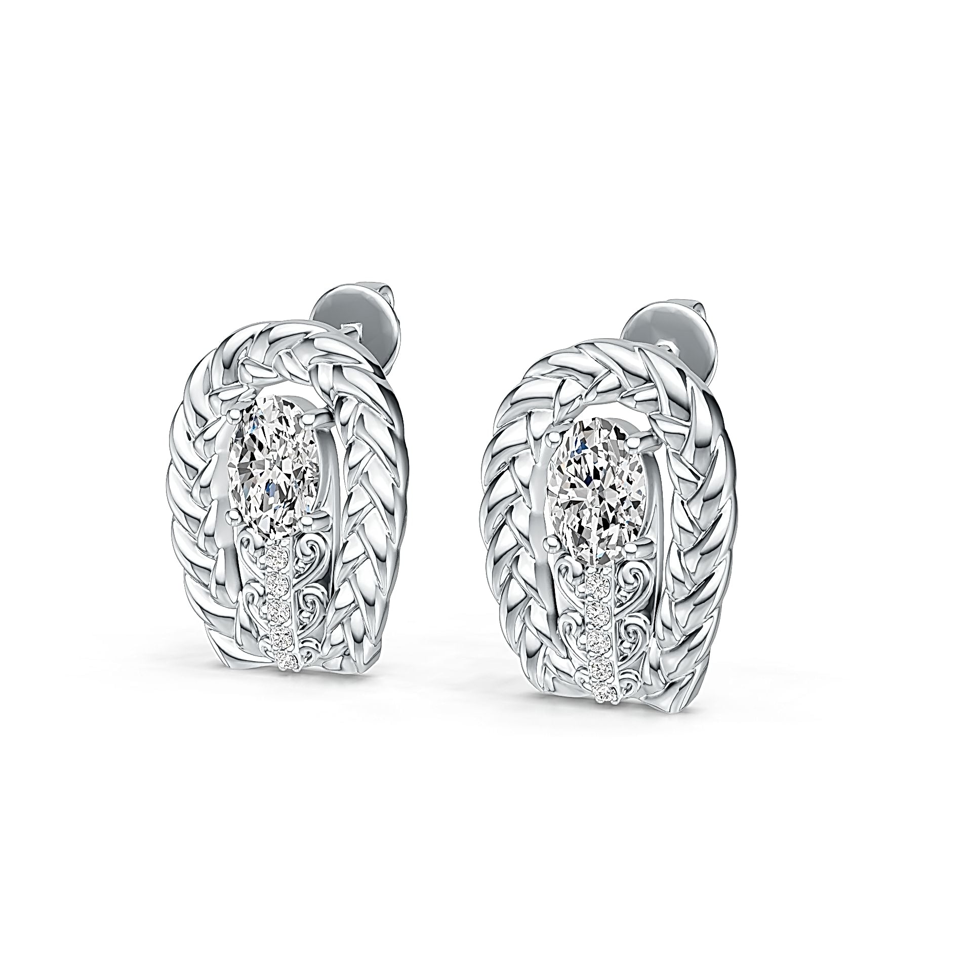 Sterling Silver Semi Mount Earrings Setting Oval OV 7x5mm Vintage Style Syzjewelry