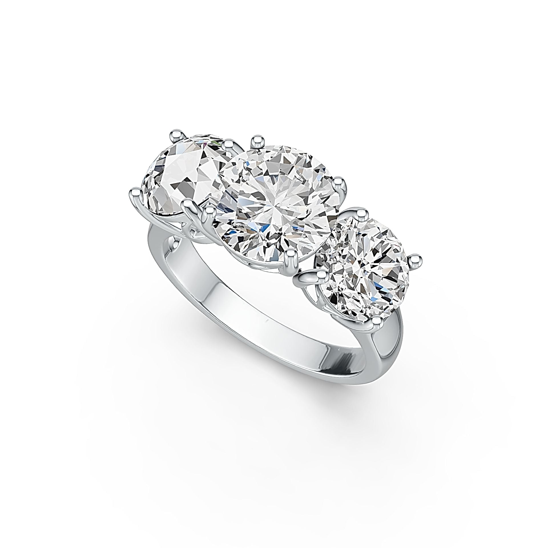 Sterling Silver Semi Mount Ring Setting Round RD 10x10mm OV 8x8mm 3 Stone Ring DHJ